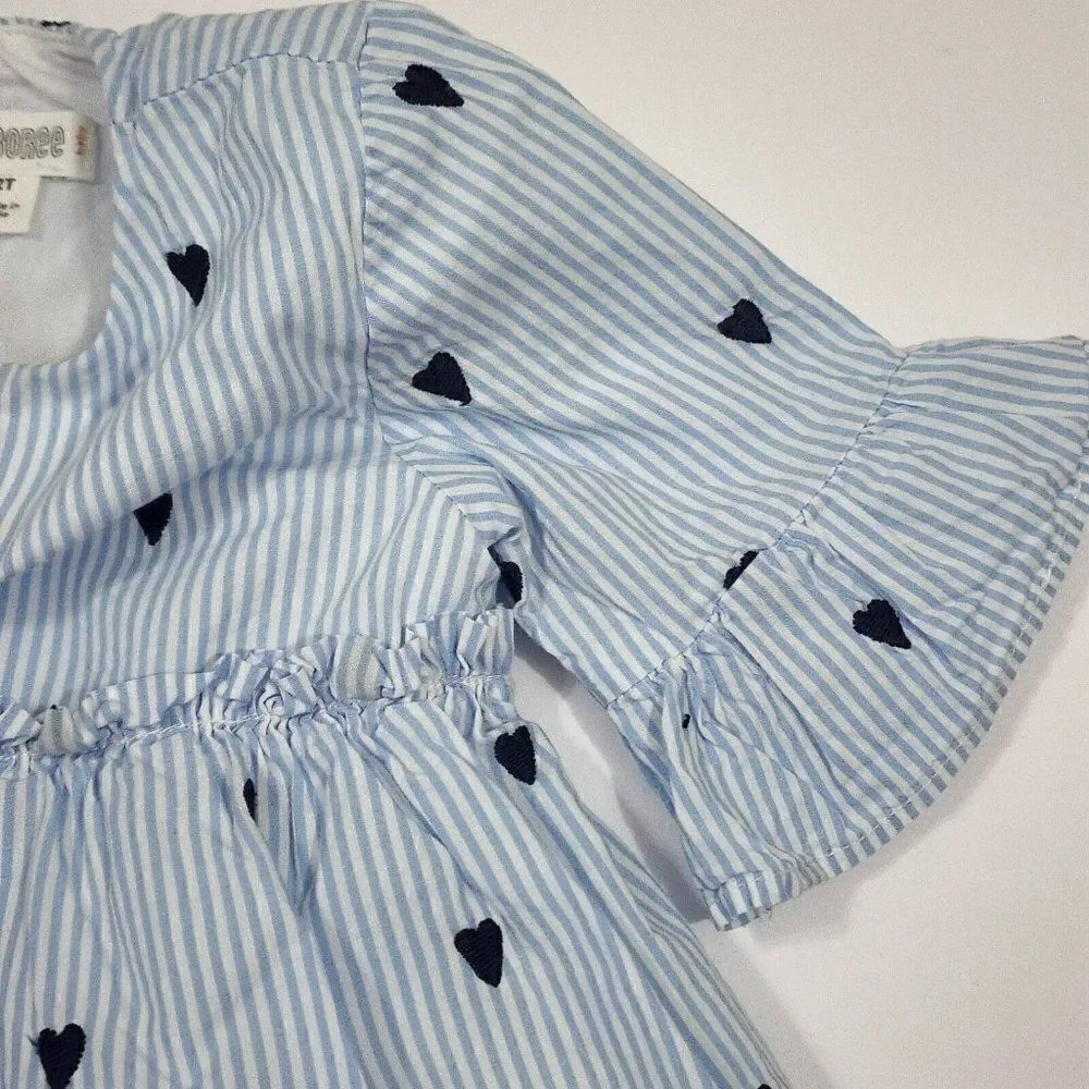 Gymboree Baby Girl 2T Hearts Pinstripe Lined Dress‎